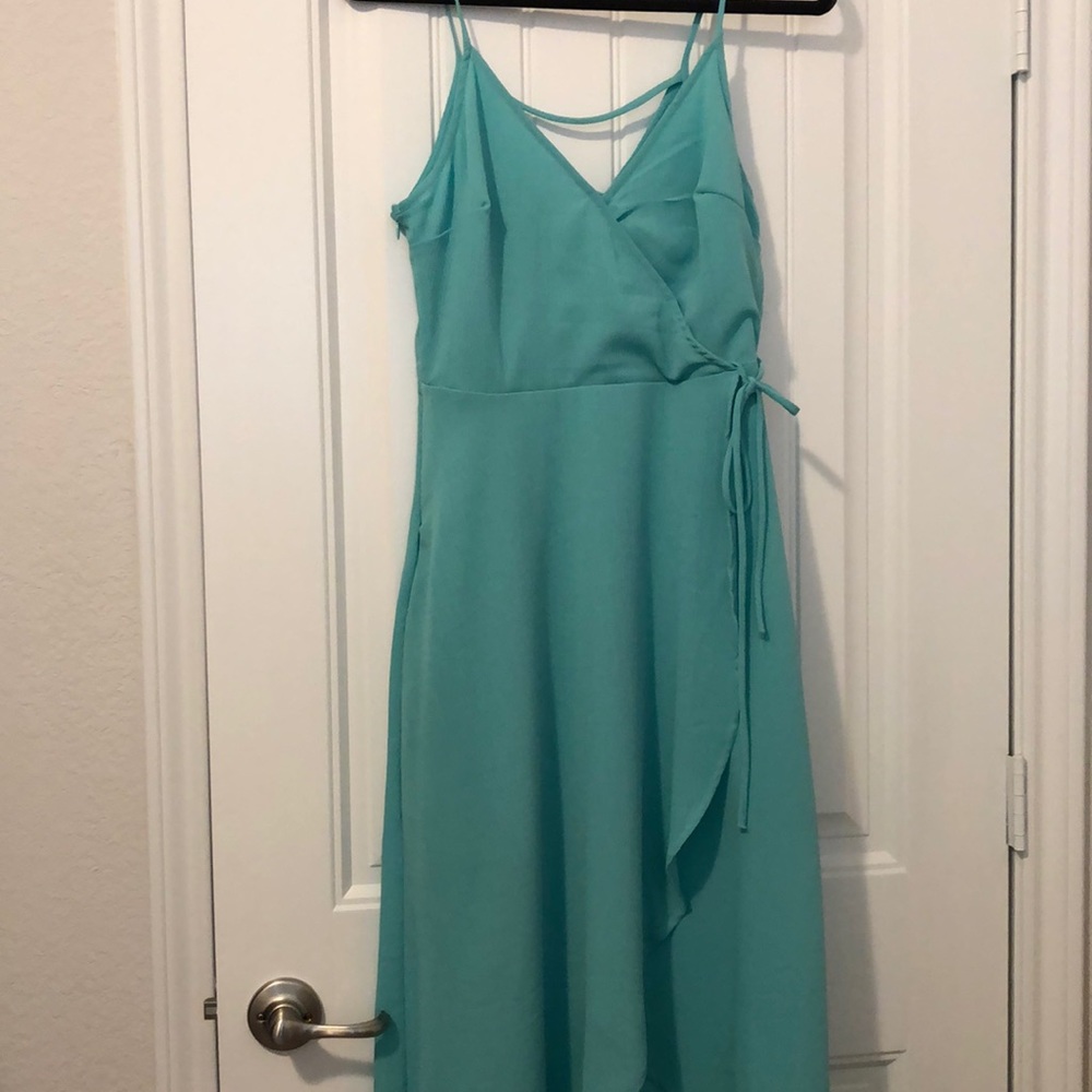 Lush faux wrap dress aqua!